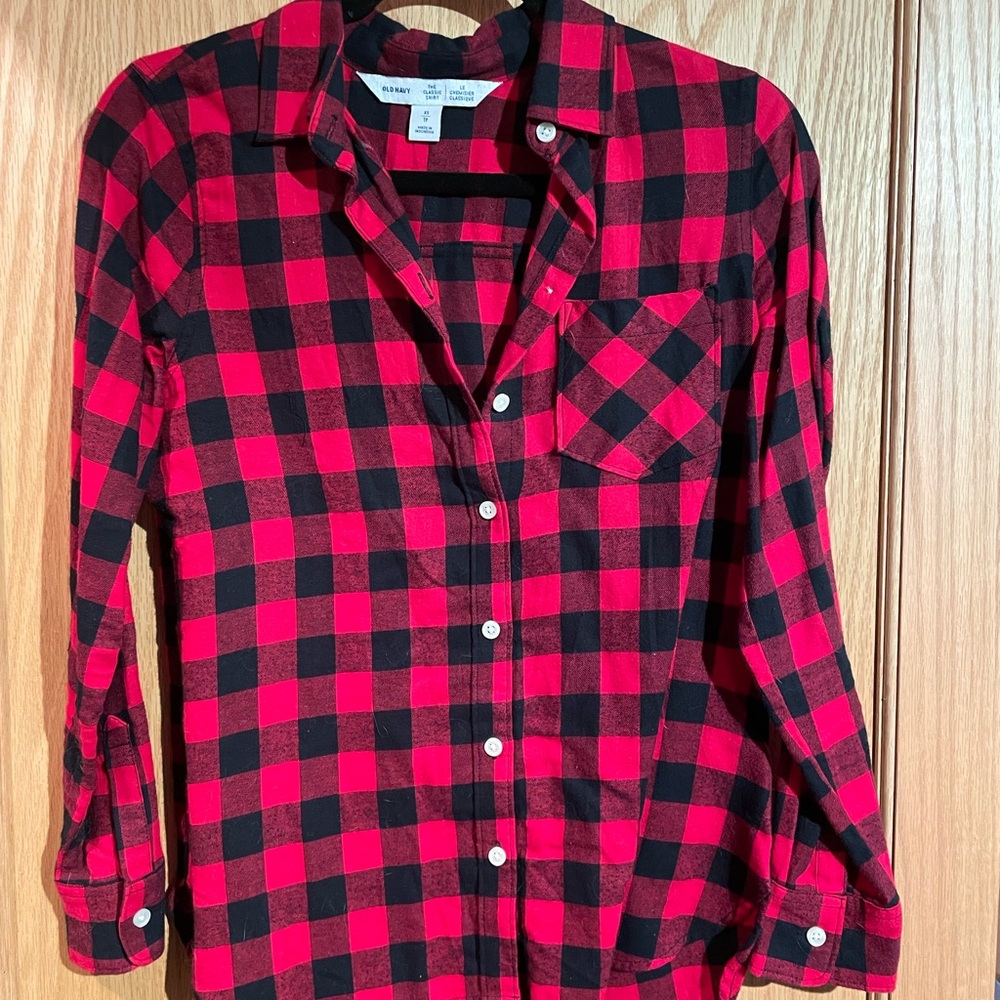 Old Navy Red and Black Checkered Shirt